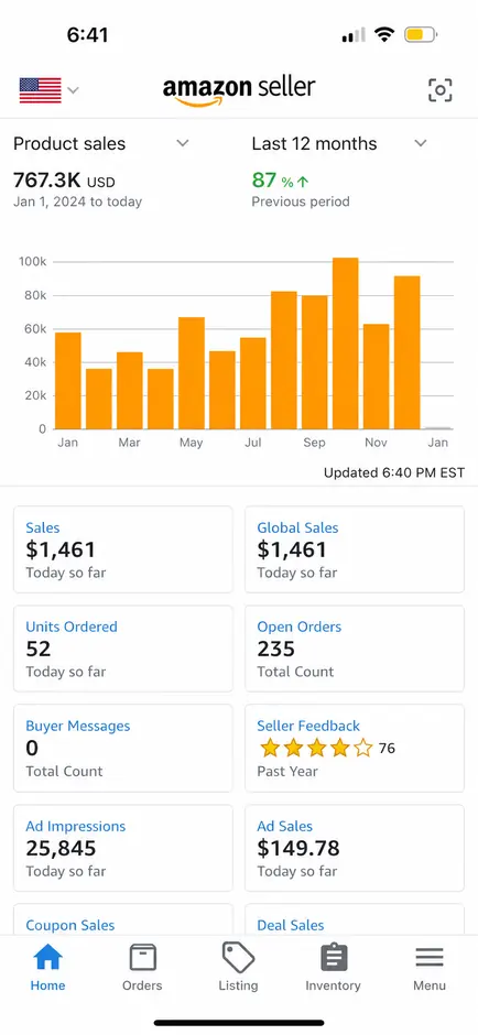 Client Amazon Seller dashboard screenshot 5